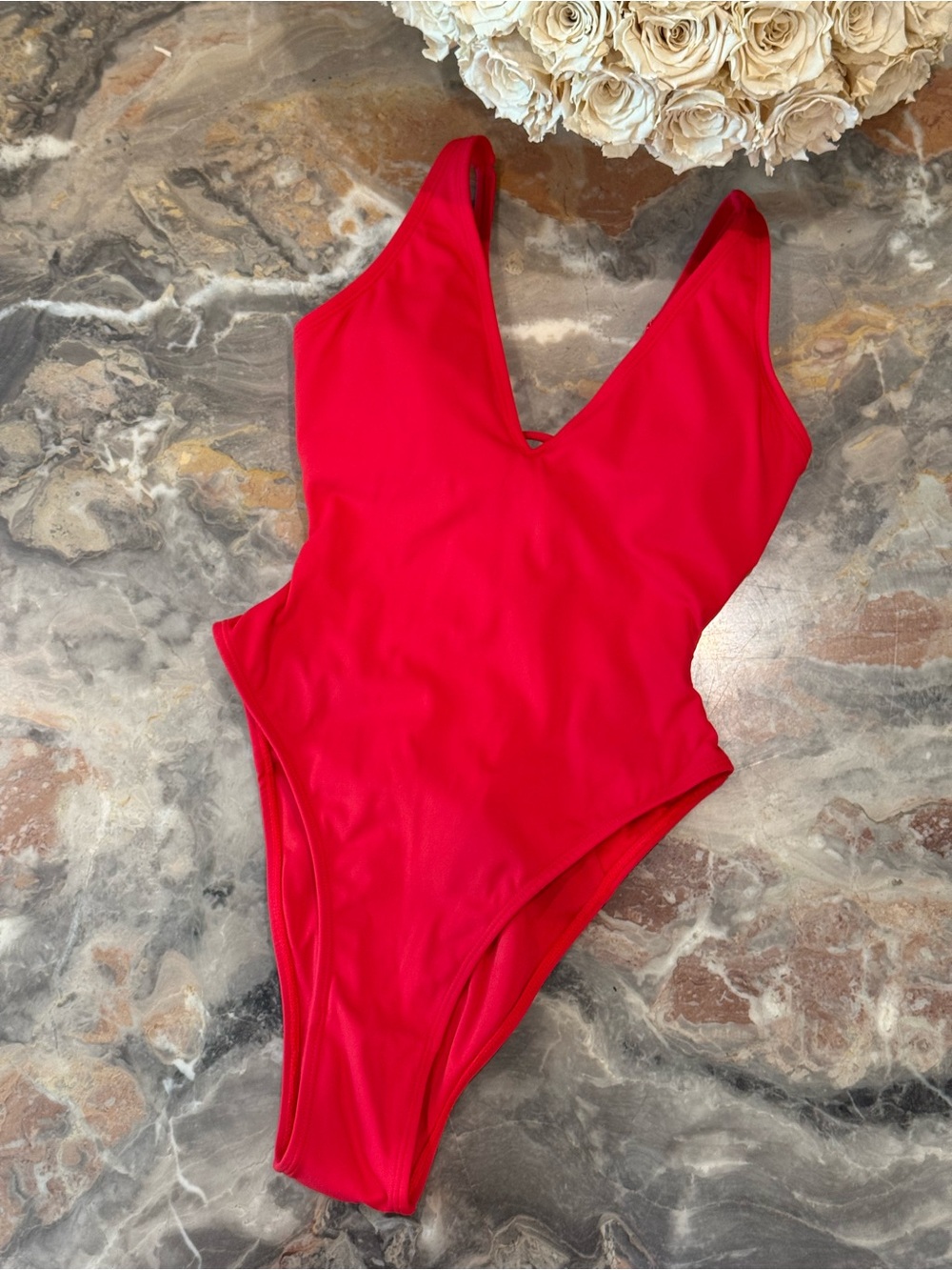 TA3 Plungey High Cut Sculpting One Piece Swimsuit Red XS/Short